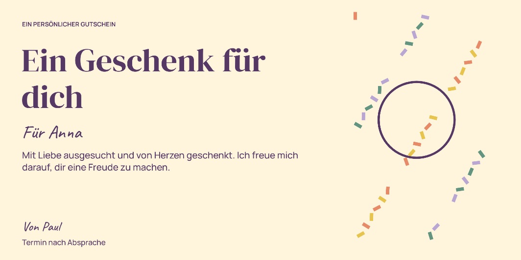 Wunschgutschein „Ein Wunsch geht auf.“ als personalisiertes Beispiel