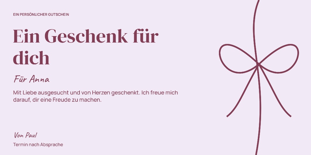 Wunschgutschein „Mit Liebe ausgesucht.“ als personalisiertes Beispiel