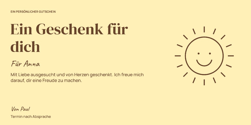 Wunschgutschein „Ein kleines Glück.“ als personalisiertes Beispiel