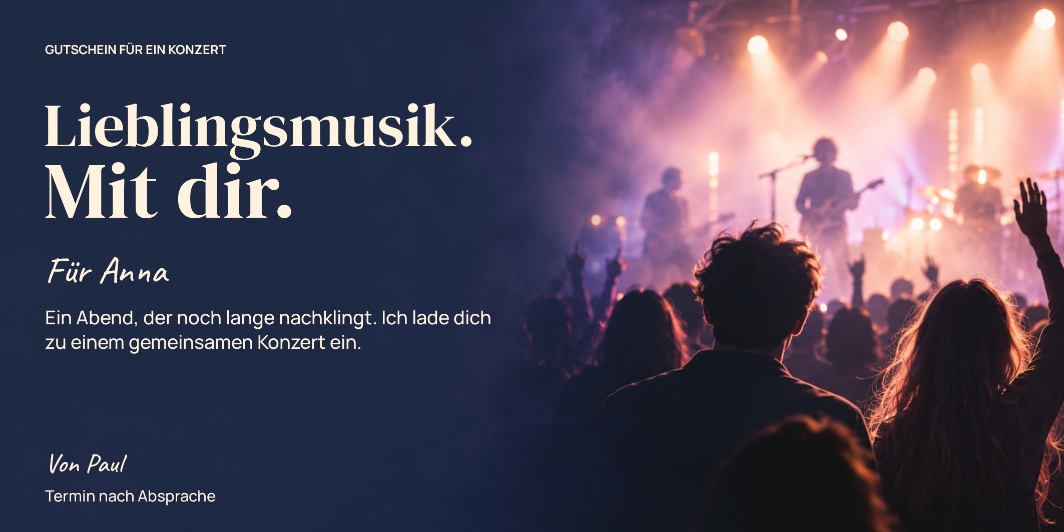 Kultur-Gutschein „Lauter Lieblingsmomente.“ als personalisiertes Beispiel