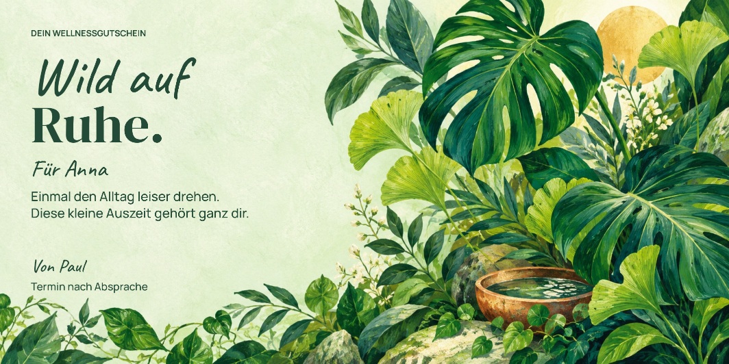 Wellnessgutschein „Wild auf Ruhe.“ als personalisiertes Beispiel